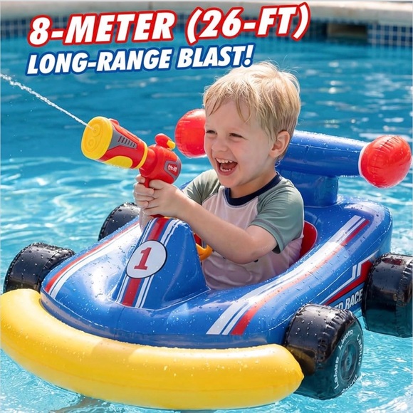 BNIB Inflatable Blue and Yellow Racing Car for Pool - Picture 2 of 7